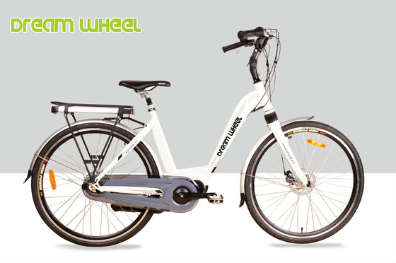 Κίνα Άσπρο ηλεκτρικό αστικό ποδήλατο 36V 250W, μέση μηχανή πόλης ποδηλάτων 700C ηλεκτρική προμηθευτής